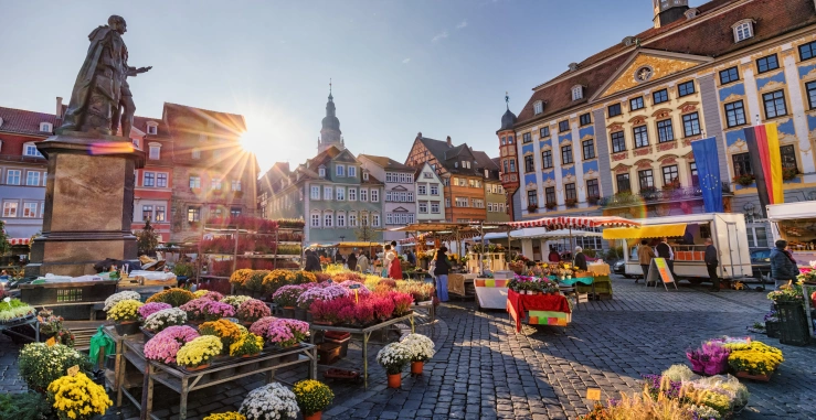 Wochenmarkt mit Blumen