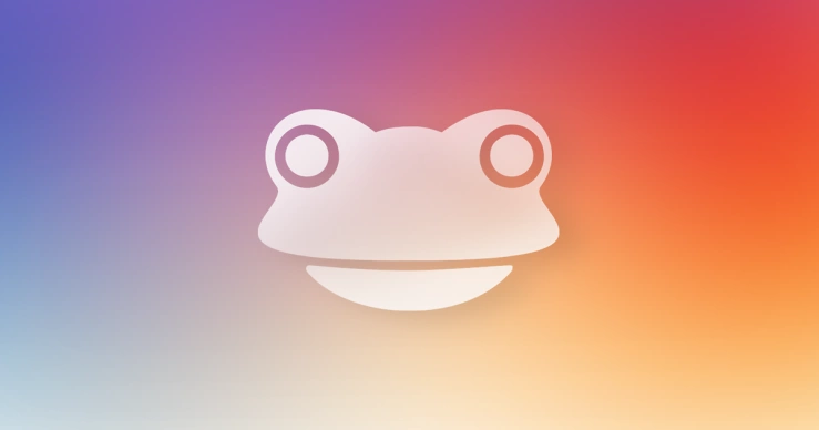 Frosch auf Regenbogenhintergrund