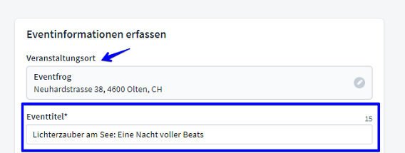 Neue Eventerfassung I