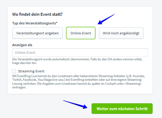 Neue Eventerfassung Ort II